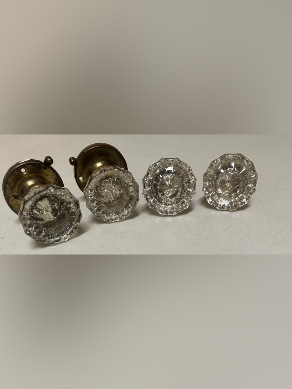 Antique Fluted Glass Door Knobs-set of 2